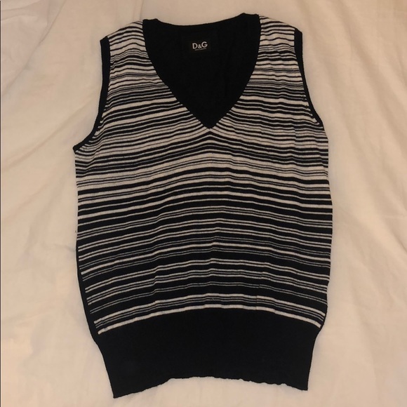 Dolce&Gabbana black & white V-neck Sweater Vest - Picture 1 of 2